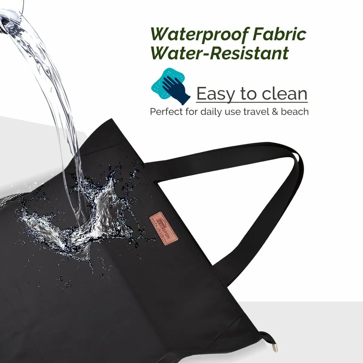 Buringer Large Waterproof Beach Bag for Women Sandproof Tote Bag with Zipper and Pockets Pool Bag for Travel Gym Vacation
