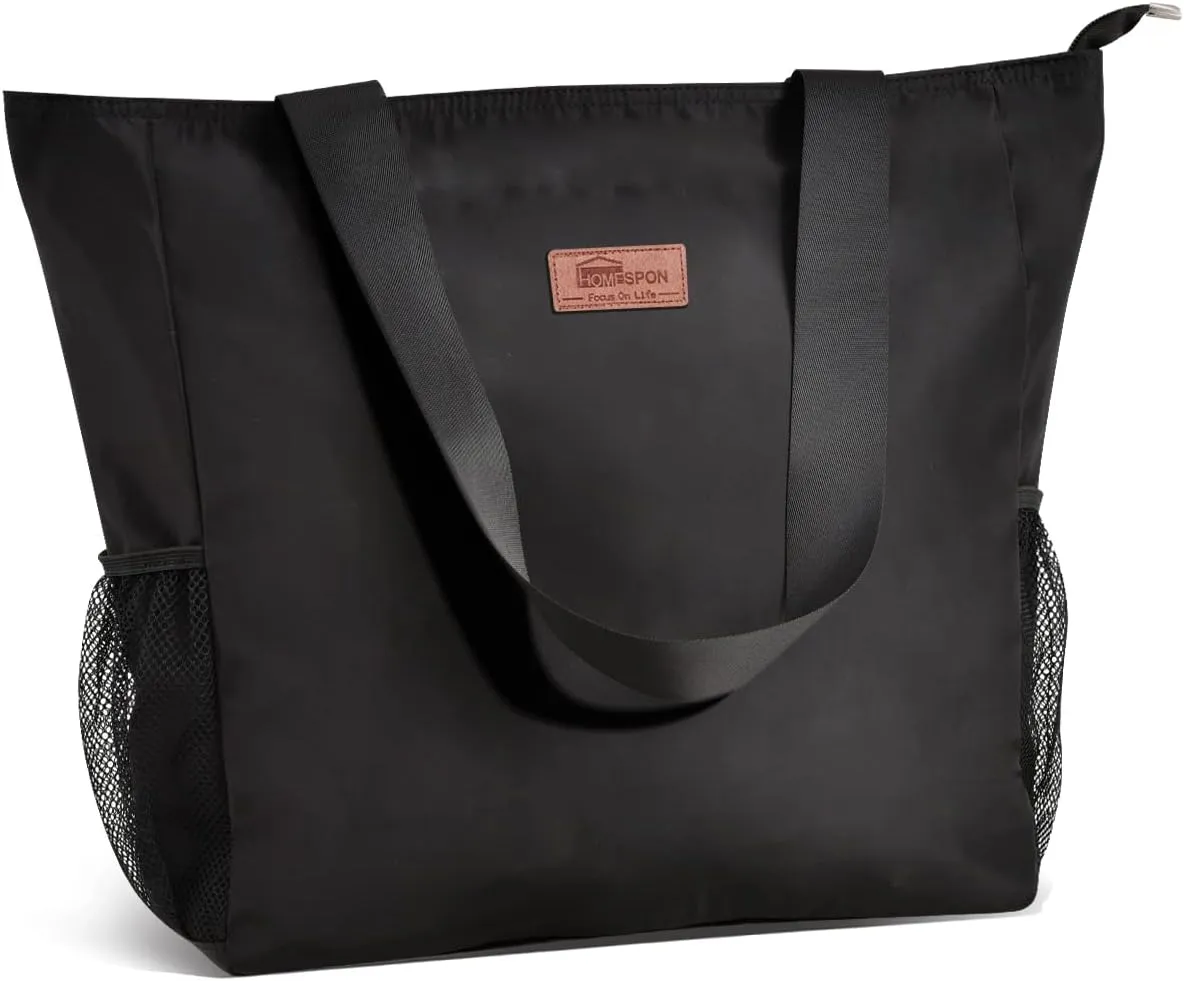 Buringer Large Waterproof Beach Bag for Women Sandproof Tote Bag with Zipper and Pockets Pool Bag for Travel Gym Vacation