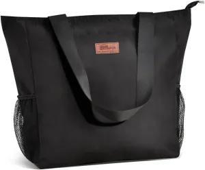 Buringer Large Waterproof Beach Bag for Women Sandproof Tote Bag with Zipper and Pockets Pool Bag for Travel Gym Vacation