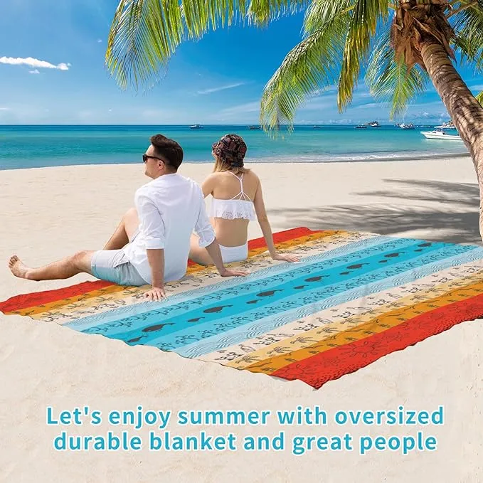 BYDOLL Beach Blanket Sandproof Waterproof 78''×110'' 1-7 Adults Compact Lightweight Oversized Beach Blanket Large Picnic Mat Beach Blanket for Travel Camping Hiking Picnic