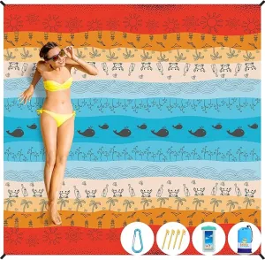 BYDOLL Beach Blanket Sandproof Waterproof 78''×110'' 1-7 Adults Compact Lightweight Oversized Beach Blanket Large Picnic Mat Beach Blanket for Travel Camping Hiking Picnic