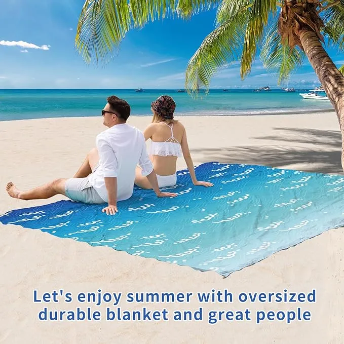BYDOLL Beach Blanket Sandproof Waterproof 78''×110''1-7 Adults Compact Lightweight Oversized Beach Blanket Large Picnic Mat Beach Blanket for Travel Camping Hiking Picnic