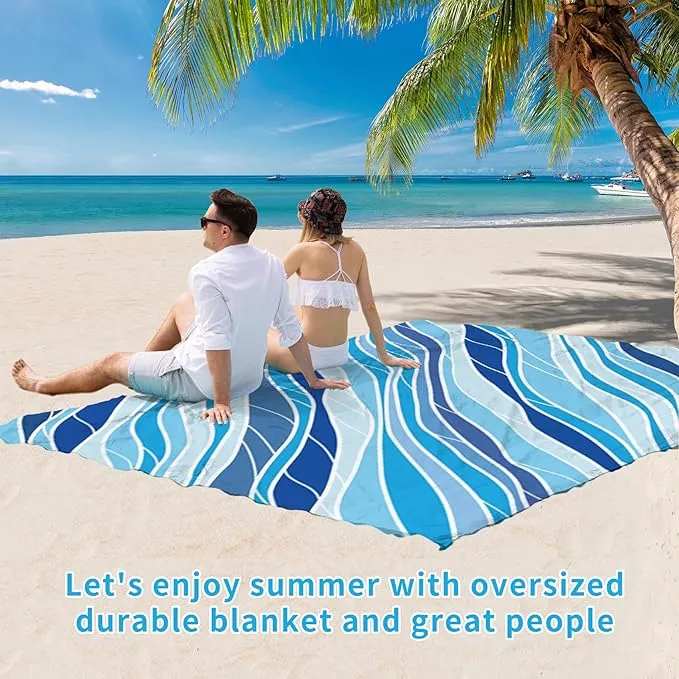 BYDOLL Beach Blanket Sandproof Waterproof 78''×110''1-7 Adults Compact Lightweight Oversized Beach Blanket Large Picnic Mat Beach Blanket for Travel Camping Hiking Picnic