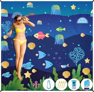 BYDOLL Beach Blanket Sandproof Waterproof 78''×110''1-7 Kids Adults Compact Lightweight Oversized Beach Blanket Large Picnic Mat Beach Blanket for Travel Camping Hiking Picnic