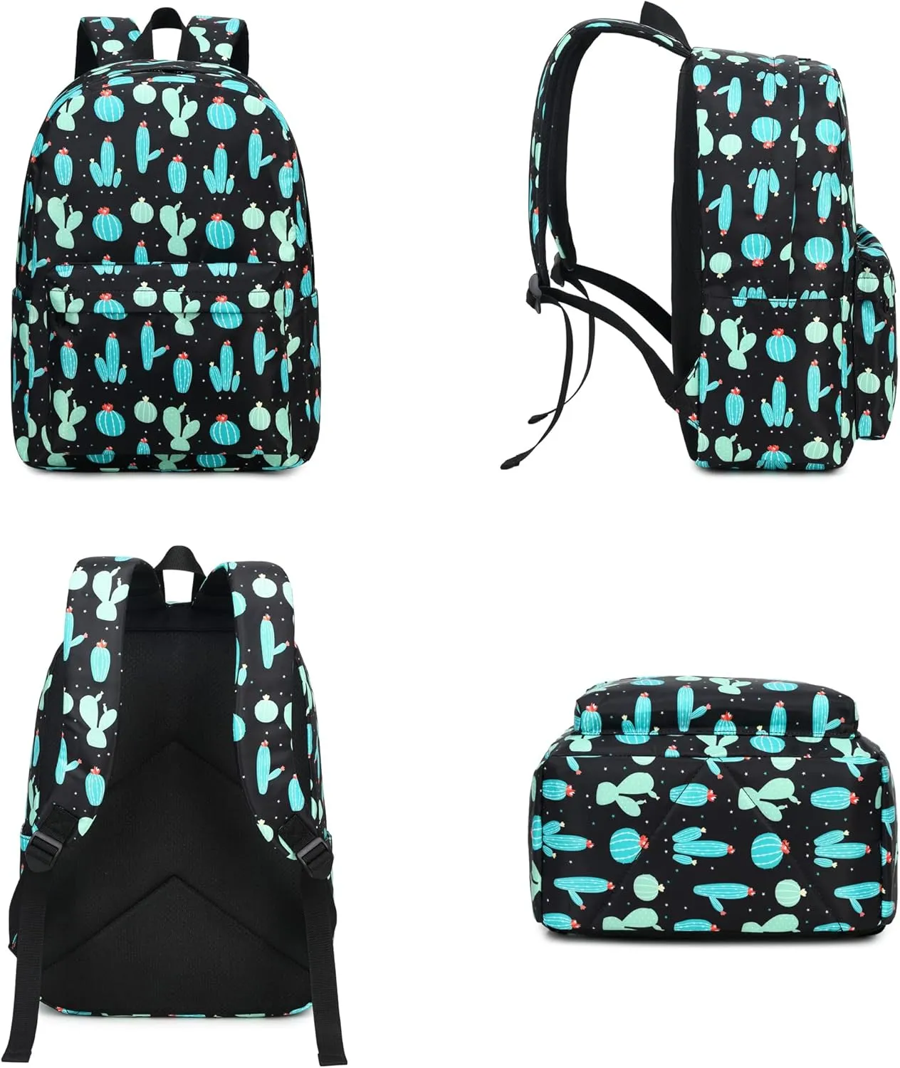 Cactus School Backpack for Teen Girls, 3-in-1 Kids Backpack Bookbag Set School Bags with Lunch Box Pencil Case