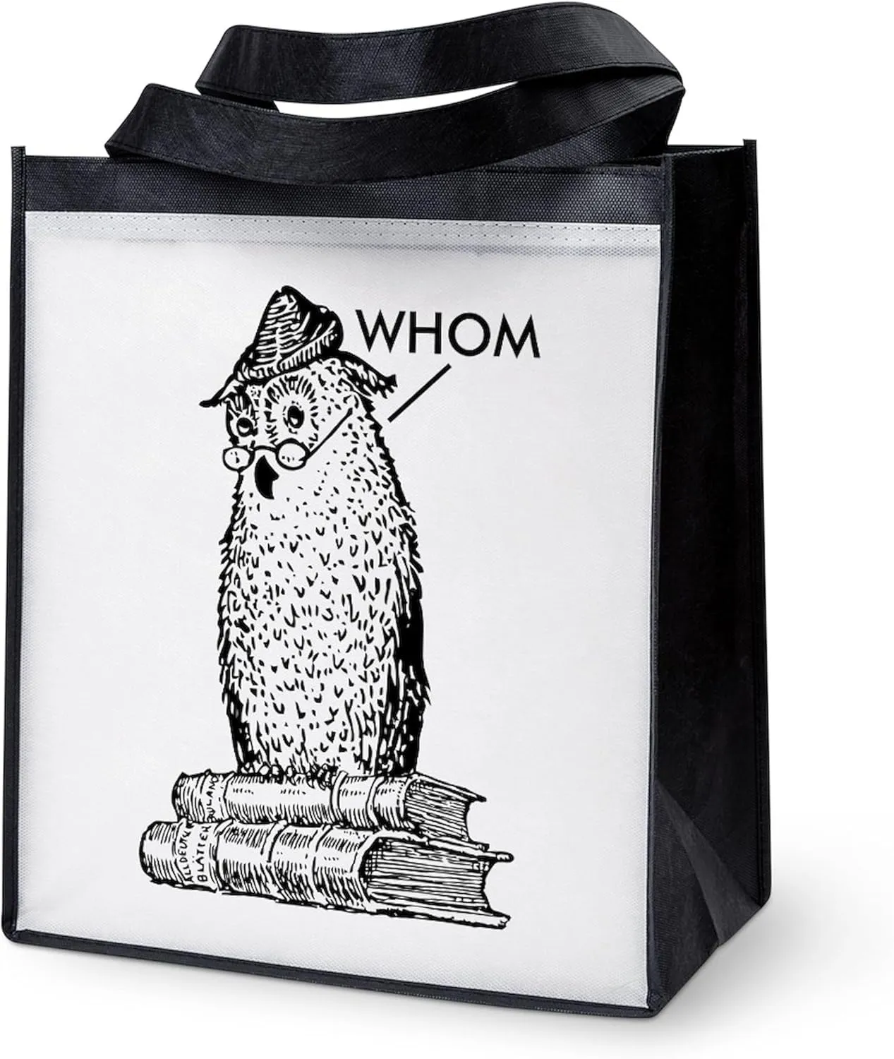 CafePress Grammar Owl Says Whom Reusable Grocery Tote Bag Reusable Collapsible Grocery Bag