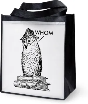 CafePress Grammar Owl Says Whom Reusable Grocery Tote Bag Reusable Collapsible Grocery Bag