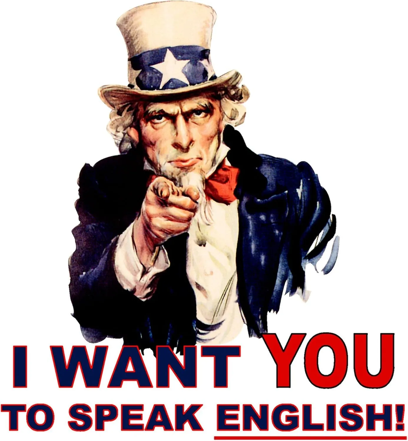 CafePress Uncle Sam Want You Speak ENGL Sticker (Bumper 50 P Sticker (Bumper 50 pk)