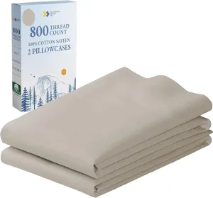 California Design Den 100% Cotton King Pillow Cases Set of 2, 800 Thread Count, Soft and Cool Pillow Cases Sateen, Fits King Size Pillows, Softer Than Egyptian Cotton Pillowcases (Beige)