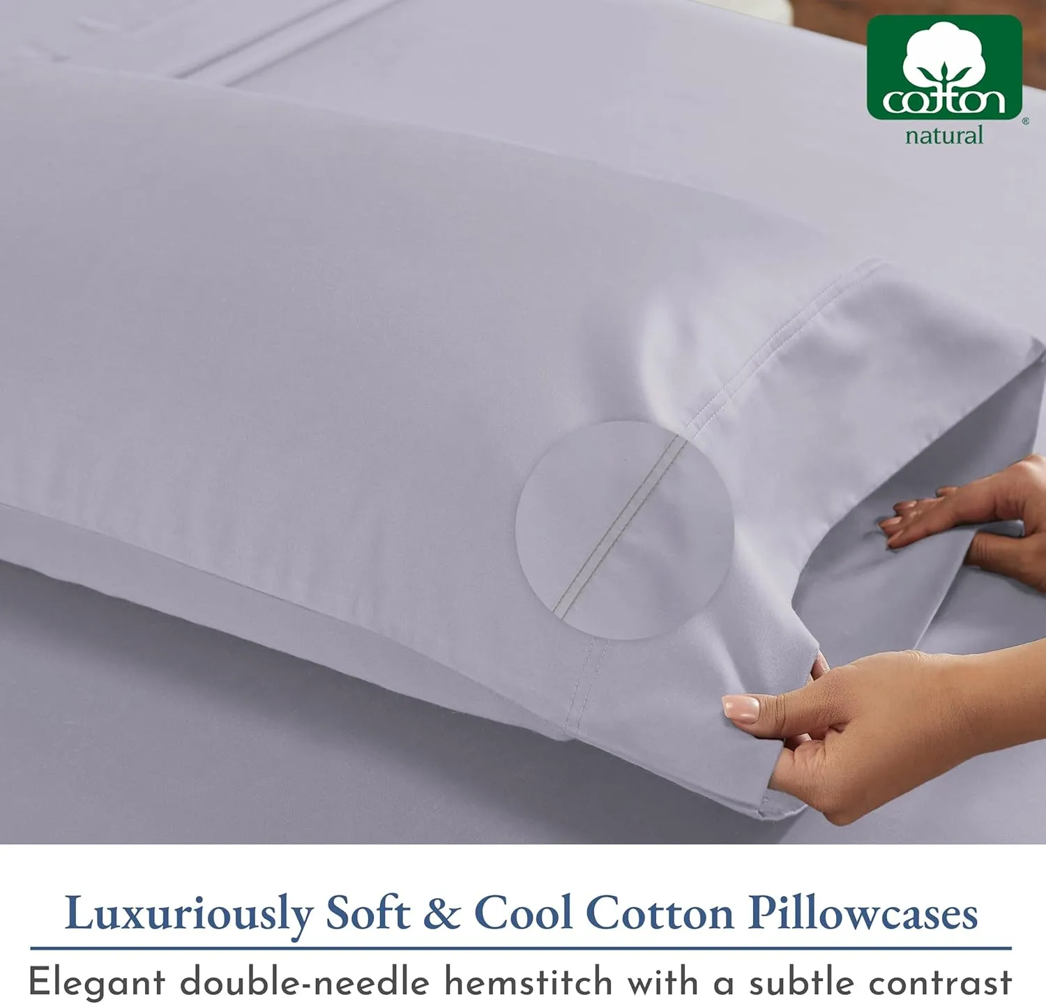 California Design Den 100% Cotton King Size Pillowcases Set of 2, 800 Thread Count, Soft Pillow Covers Sateen, Fits King Size Pillows, Softer Than Egyptian Cotton Pillowcases (Lavender)