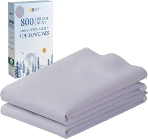 California Design Den 100% Cotton King Size Pillowcases Set of 2, 800 Thread Count, Soft Pillow Covers Sateen, Fits King Size Pillows, Softer Than Egyptian Cotton Pillowcases (Lavender)