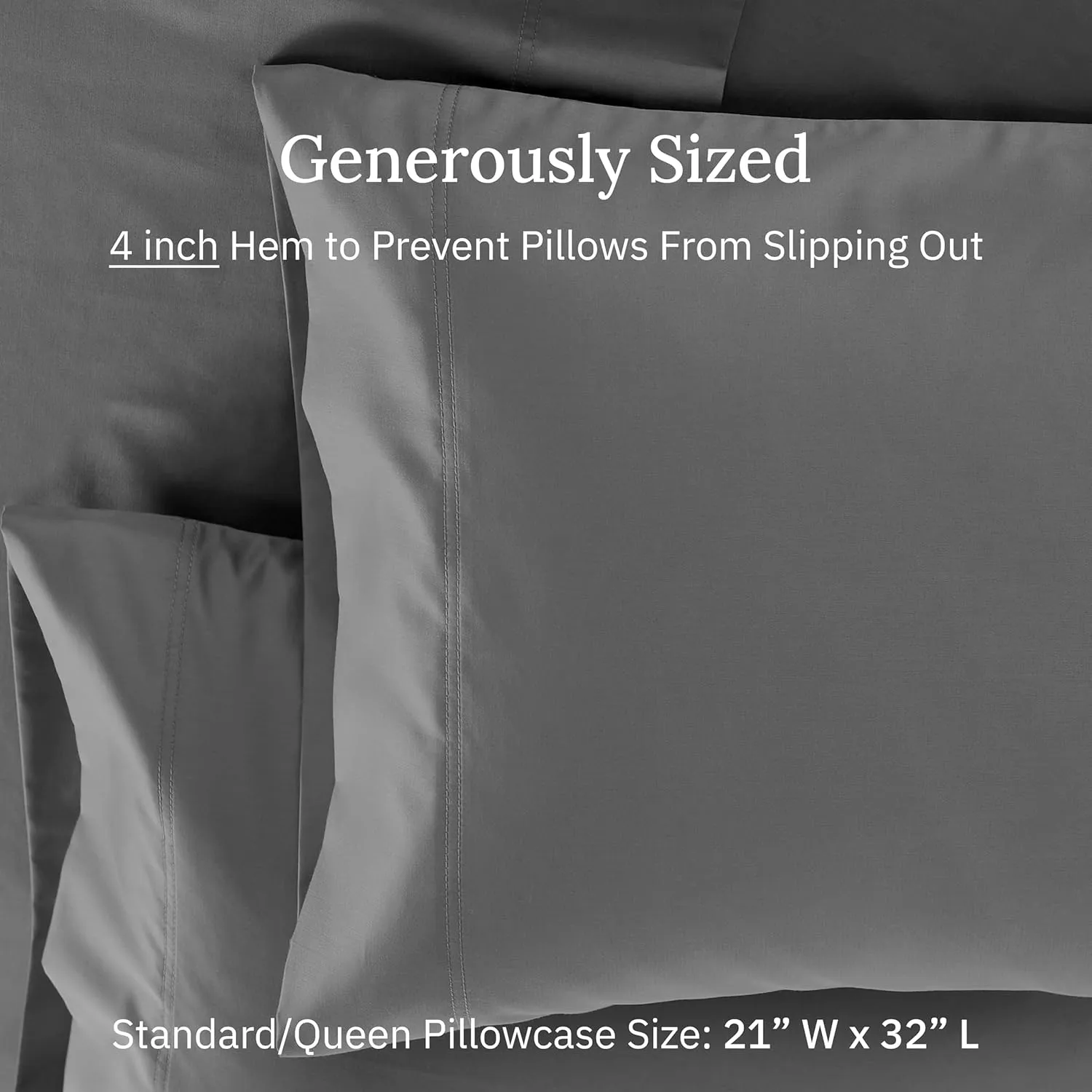 CALIFORNIA DESIGN DEN Luxuriously Soft Hotel Quality 600 Thread Count, 100% Cotton Set of 2 Cases, Crisp & Cool Dark Gray Pillow Cases Standard Fits Standard & Queen Pillows (Dark Gray)