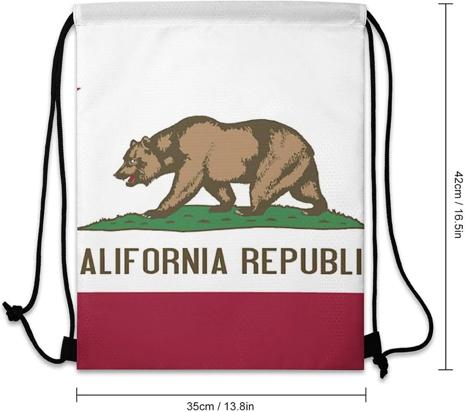 California State Flag Drawstring Backpack Sports Gym Sackpack Water Resistant String Bag for Women Men