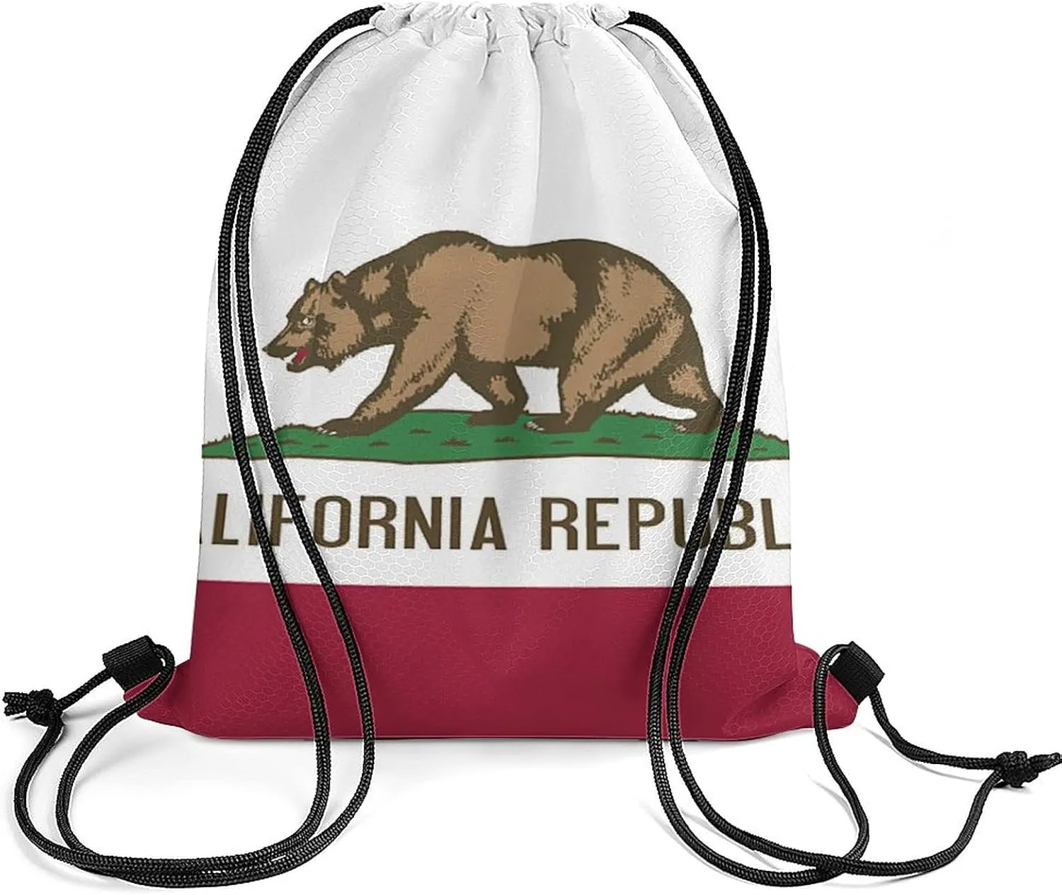 California State Flag Drawstring Backpack Sports Gym Sackpack Water Resistant String Bag for Women Men