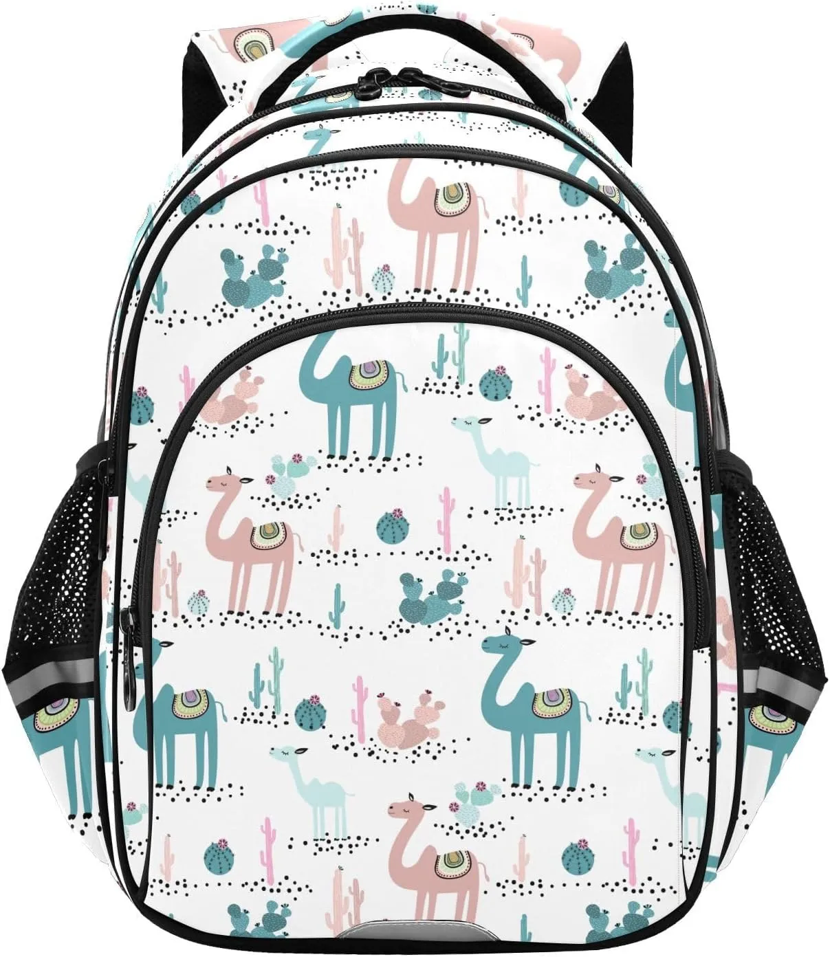 Camels and Cactus Pattern Backpack for Kids Elementary School Bag Boys Girls Bookbag Travel Backpack Daypack
