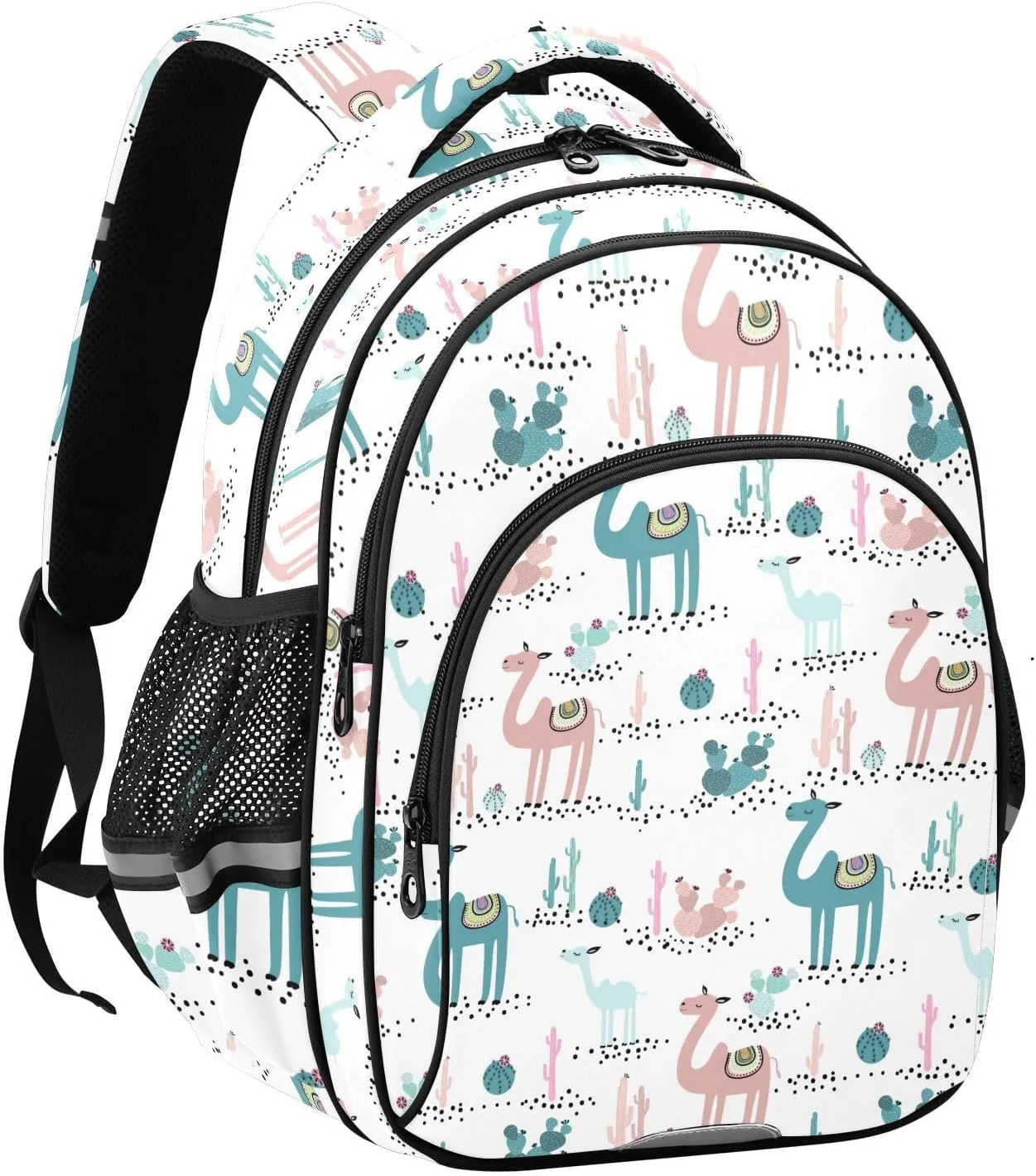 Camels and Cactus Pattern Backpack for Kids Elementary School Bag Boys Girls Bookbag Travel Backpack Daypack