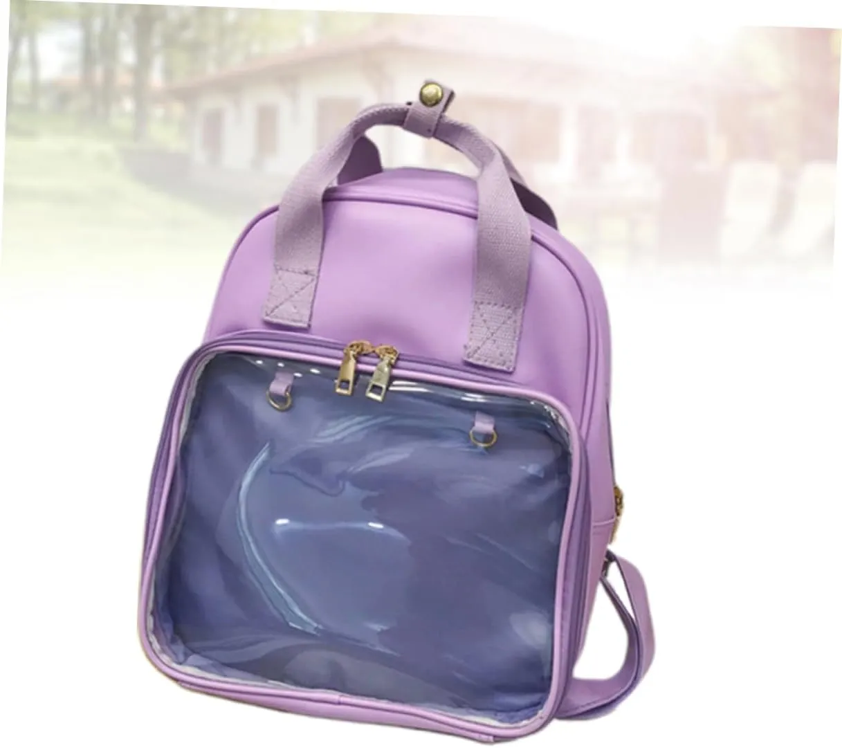 Candy Color PVC Backpack for School Shoulder Bag for Women Spacious Travel Satchel Purple for Students and Daily Use