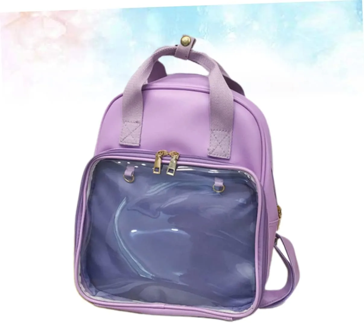 Candy Color PVC Backpack for School Shoulder Bag for Women Spacious Travel Satchel Purple for Students and Daily Use