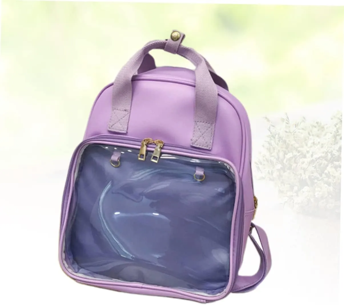 Candy Color PVC Backpack for School Shoulder Bag for Women Spacious Travel Satchel Purple for Students and Daily Use