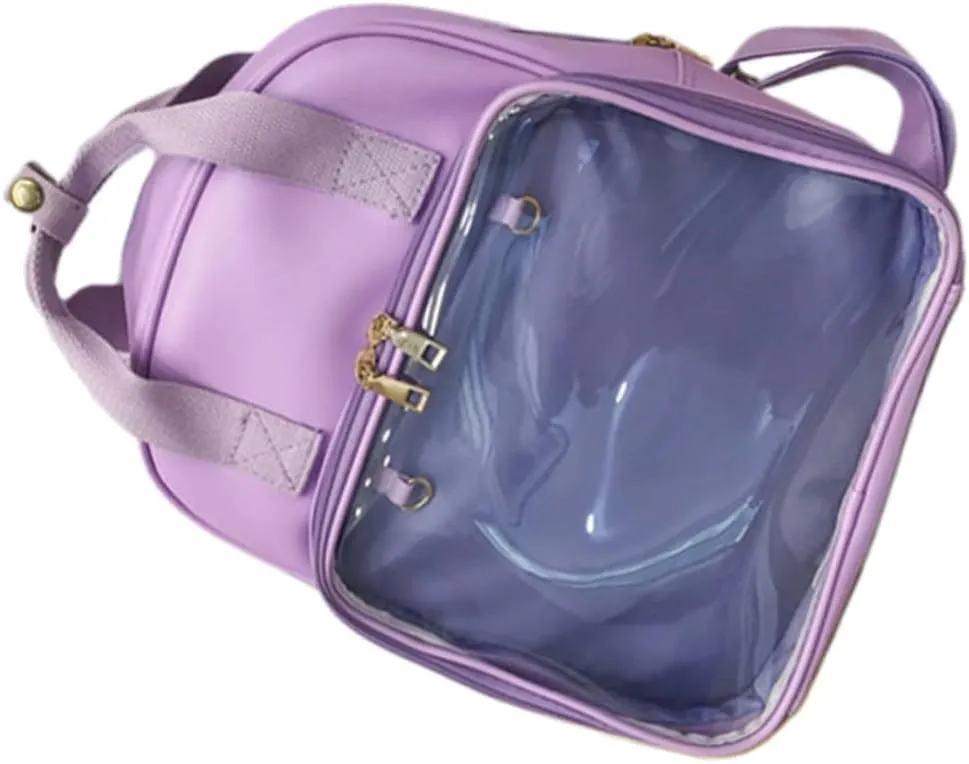 Candy Color PVC Backpack for School Shoulder Bag for Women Spacious Travel Satchel Purple for Students and Daily Use