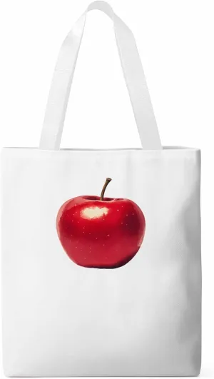 Canvas Bag Red Fruit Realism Canvas Grocery Bag with Long Shoulder Strap Foldable, Washable Shopping Bags Reusable White Shoulder Bag for Women 14x16 inch