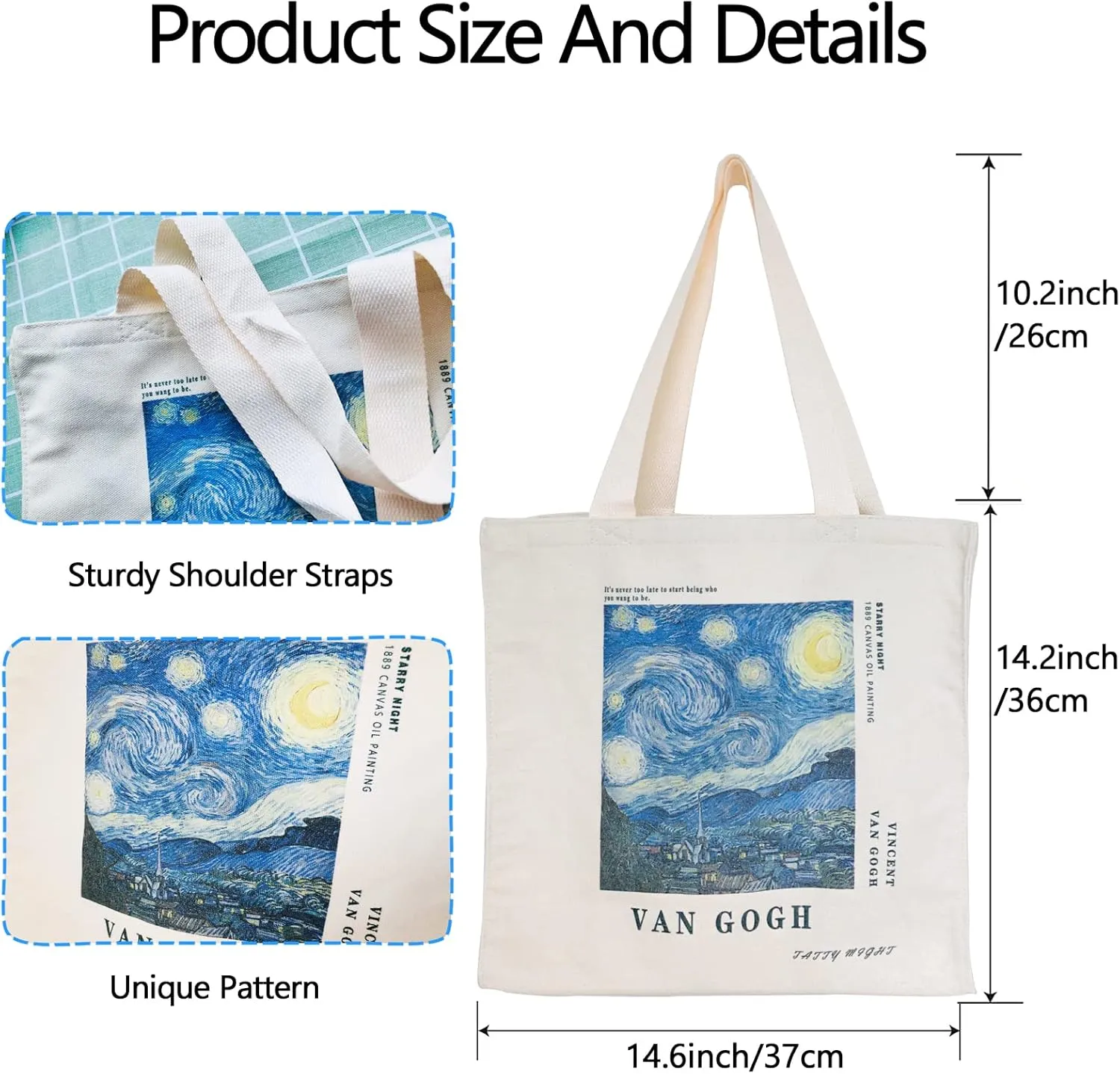 Canvas Tote Bag Aesthetic Tote Bag with Zipper Interior Pocket Shoulder Tote Bags for Women Shopping