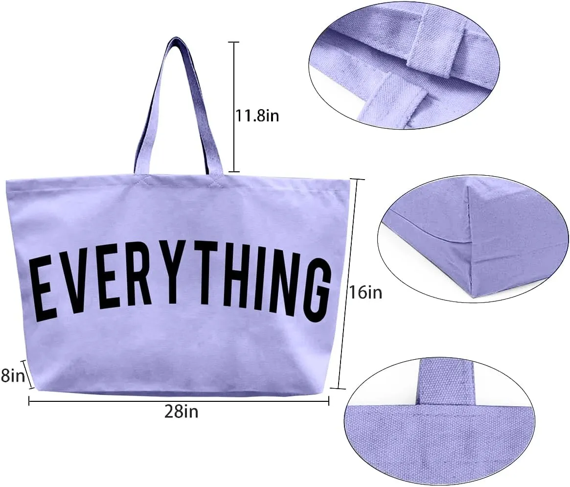Canvas Tote Bag - Extra Large Shopping Beach Totes Bags Reusable Big Grocery Bag 28" x 8" x 16"