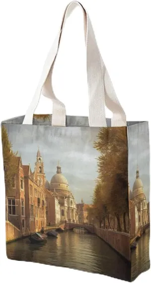 Canvas Tote Bag for Women Reusable Grocery Bag Canal And Church Shopping Bags Casual Shoulder Bag Handbag