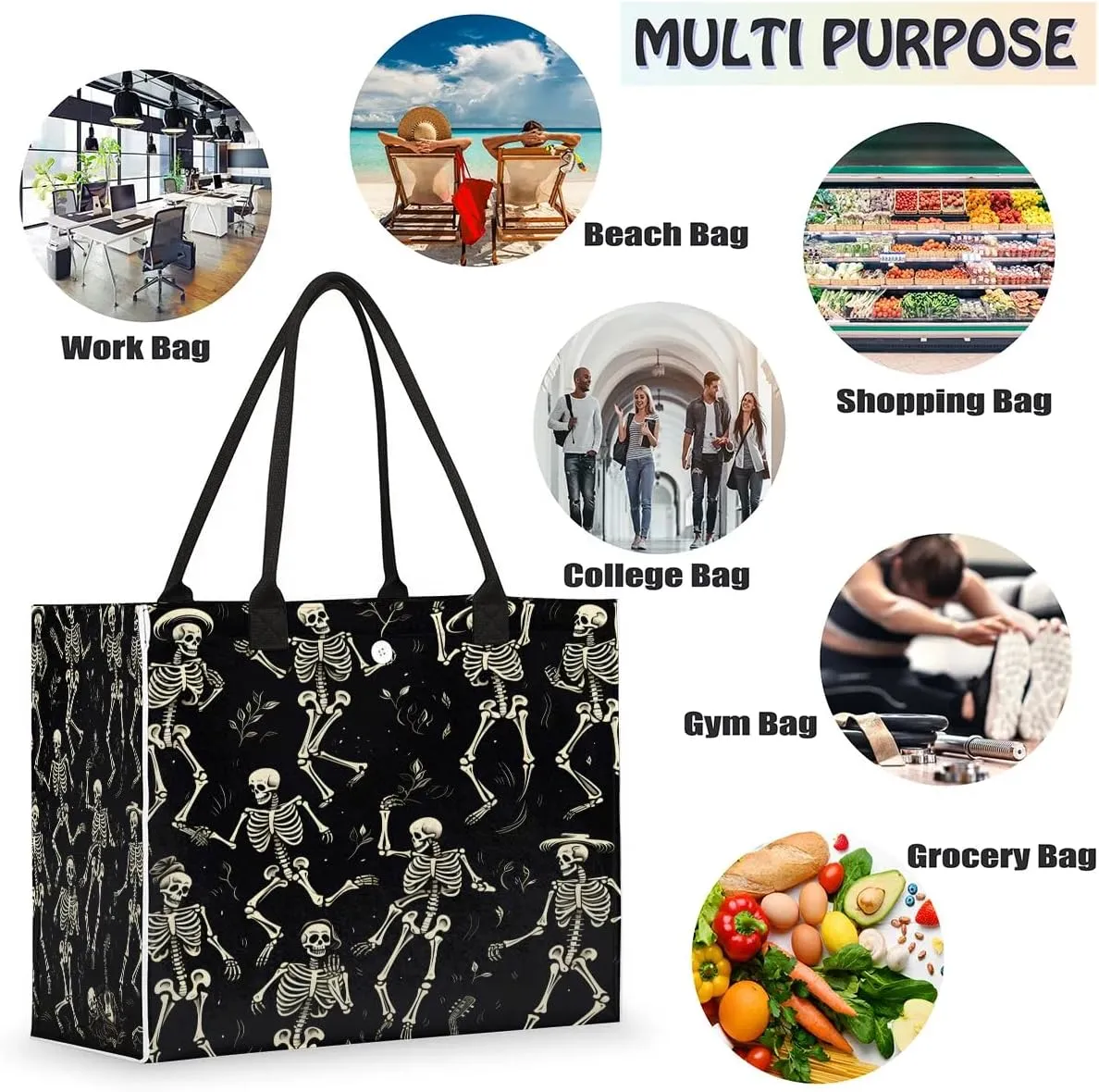 Canvas Tote Bags, Reusable Canvas Bags Use For Grocery Bags, Shopping Bags, Work, Daily Use