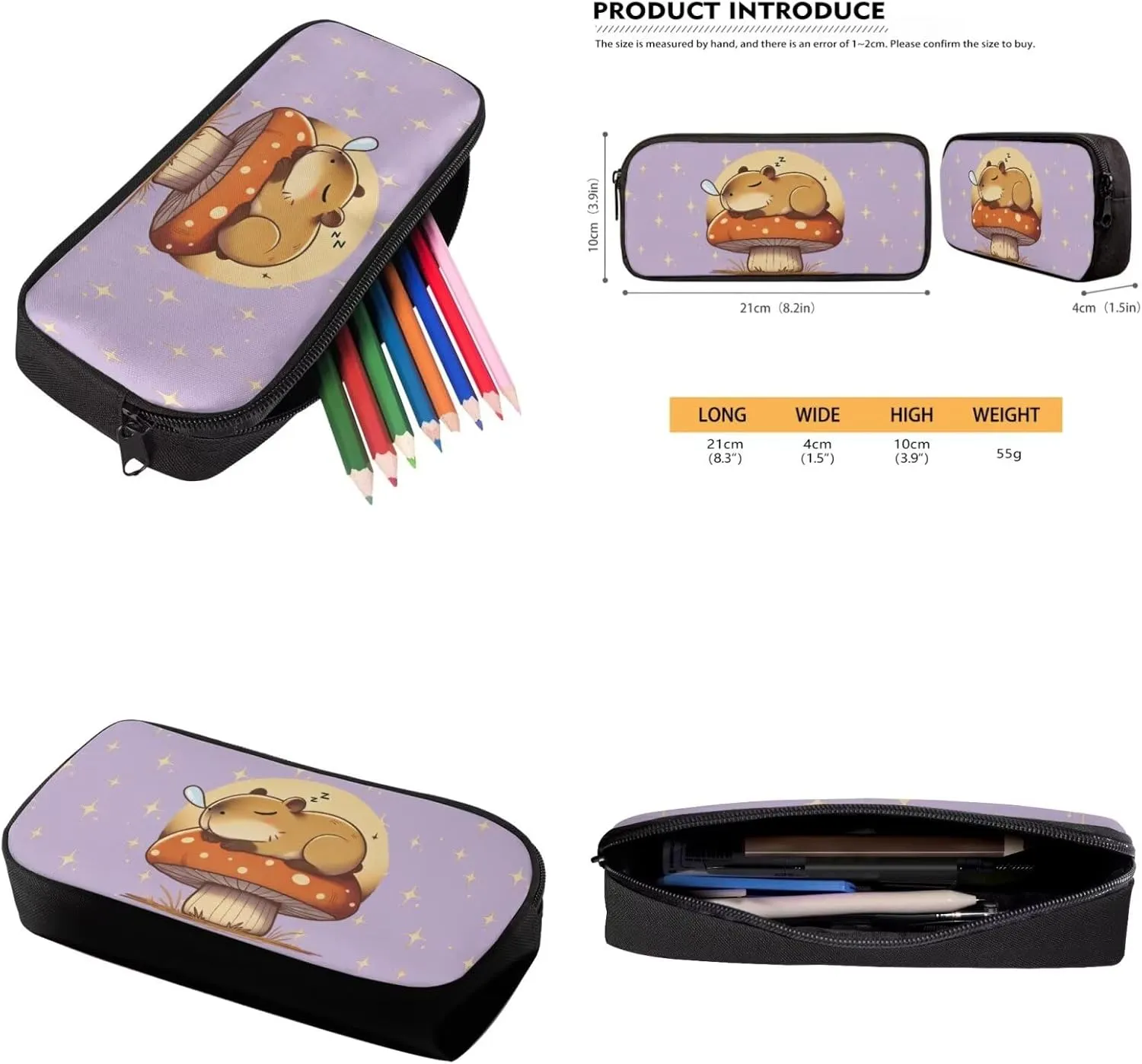 Capybara Backpack for Girls Preschool Lightweight Bookbag with Lunch Box and Pencil Case 3PCS School Back Pack Set for Little Boys Picnic Travel or Hiking Casual Daypack