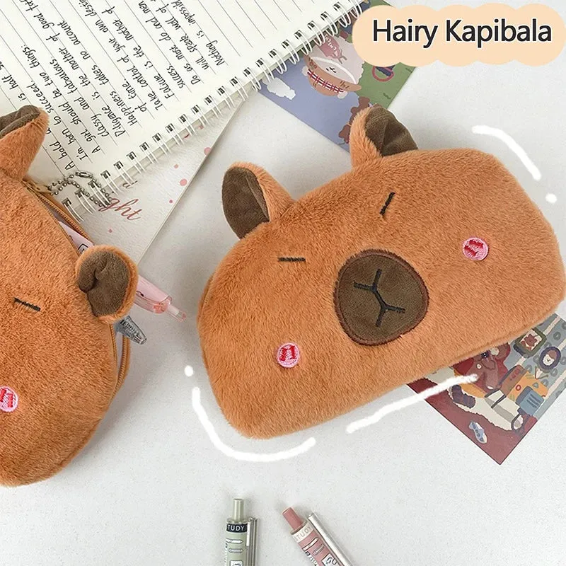 Capybara Cuddle Pouch 🦙✨ Adorable Plush Pencil & Cosmetic Case 🎒💖
