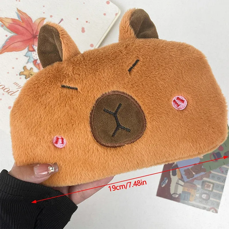 Capybara Cuddle Pouch 🦙✨ Adorable Plush Pencil & Cosmetic Case 🎒💖