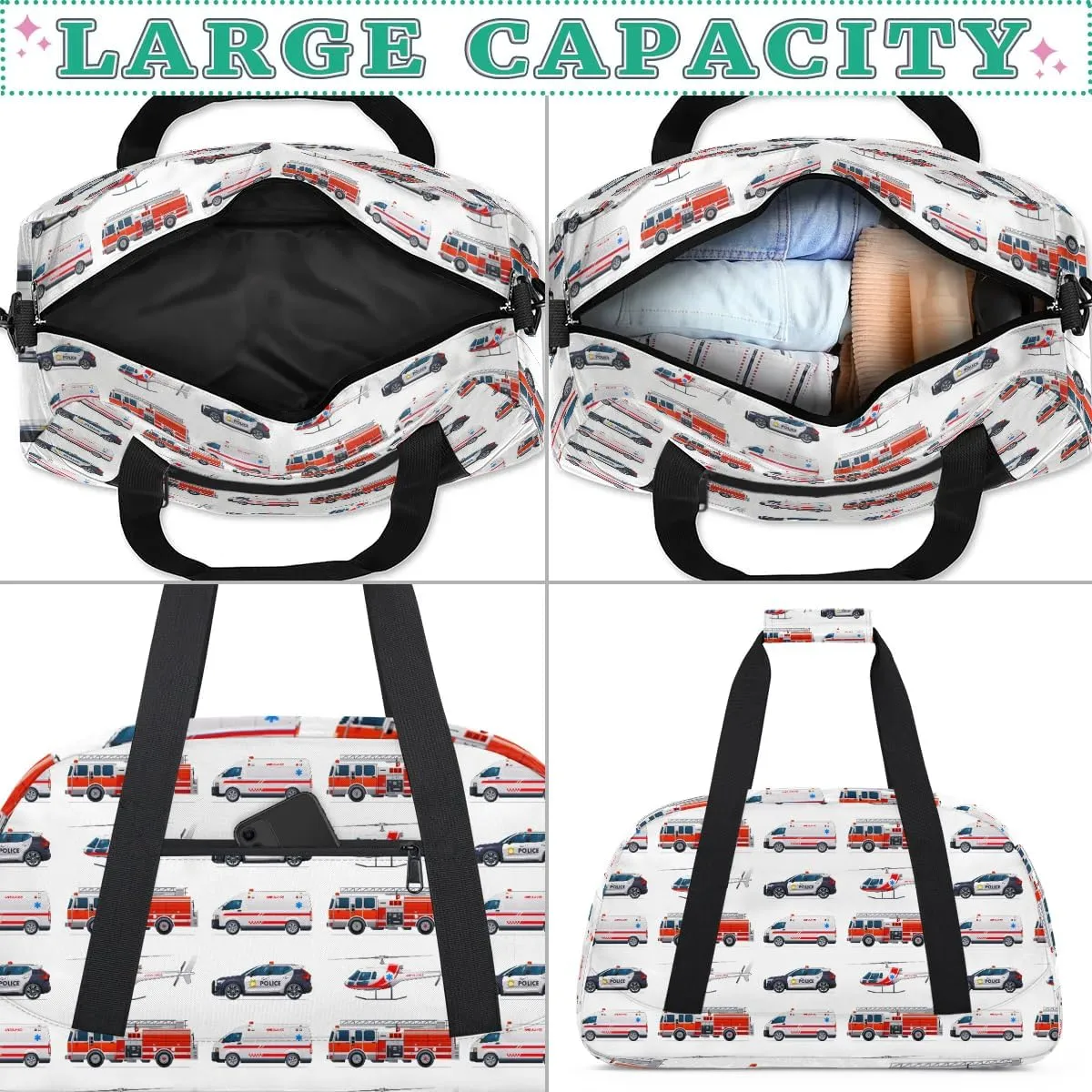Car Airplane Kids Duffel Bag for Boys, Sports Gym Bag Overnight Travel Weekender Bag Lightweight Carry On Sleepovers Bag for School Practice Gymnastics