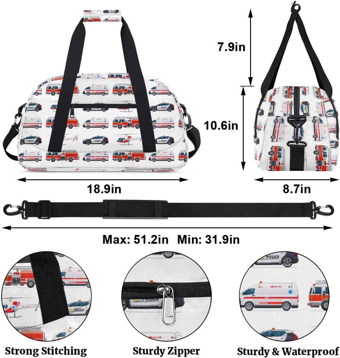 Car Airplane Kids Duffel Bag for Boys, Sports Gym Bag Overnight Travel Weekender Bag Lightweight Carry On Sleepovers Bag for School Practice Gymnastics