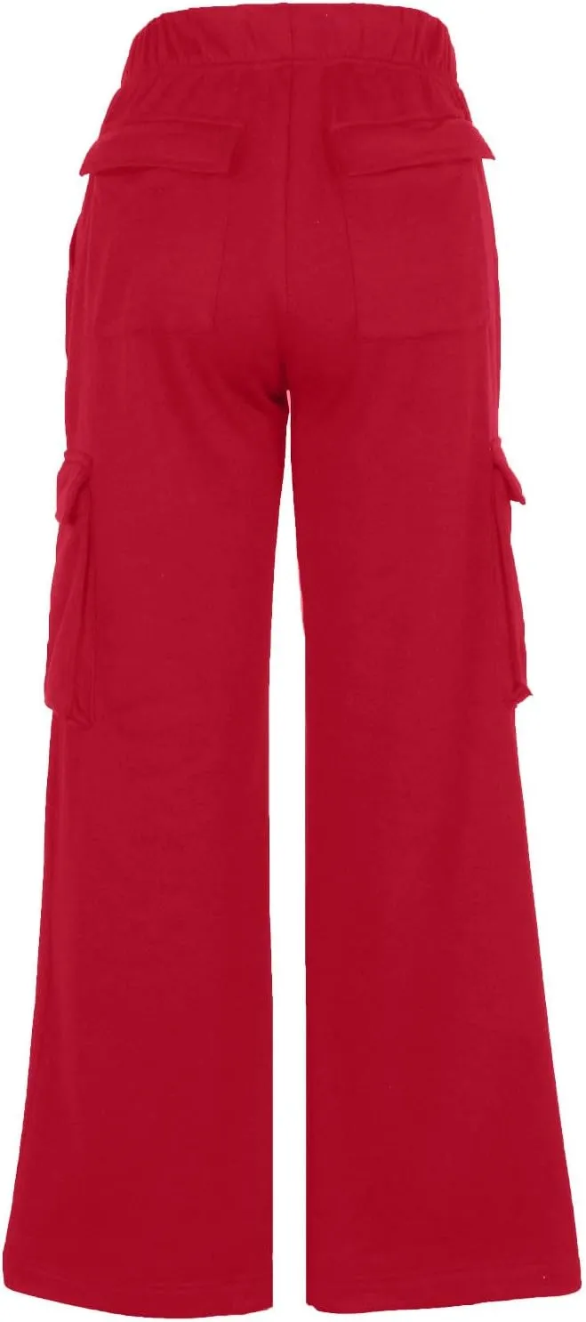 Cargo Sweatpants for Women Straight Wide Leg Drawstring Elastic Joggers Loose Trendy High Waisted Sweatpants