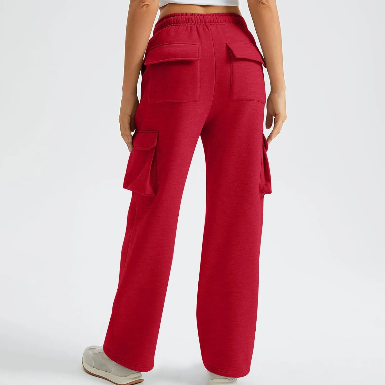 Cargo Sweatpants for Women Straight Wide Leg Drawstring Elastic Joggers Loose Trendy High Waisted Sweatpants
