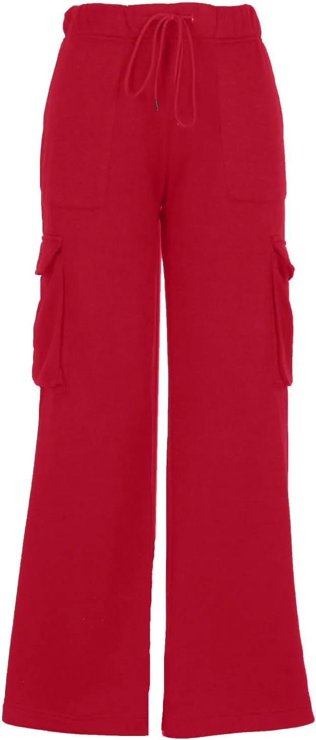 Cargo Sweatpants for Women Straight Wide Leg Drawstring Elastic Joggers Loose Trendy High Waisted Sweatpants