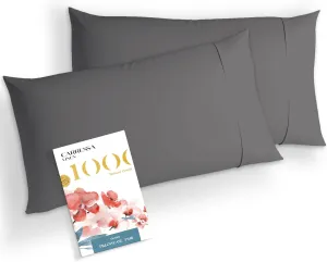 Carressa Linen Luxury Egyptian Cotton King Pillow Cases Set of 2-1000 Thread Count Pillowcases for Sleeping, Soft, Cooling Pillow Cover, Extra Long Staple Hotel Quality Pillow Cases - Graphite Gray
