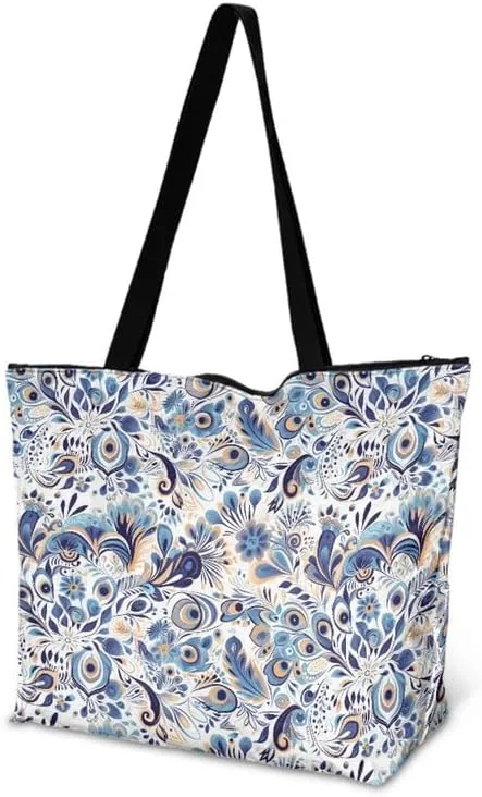 Carton Border Collie Dupont Paper Tote Bags Ladybug Daisy Reusable Handbag USA Flag Skull Shoulder Bag Shopping Work