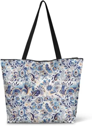 Carton Border Collie Dupont Paper Tote Bags Ladybug Daisy Reusable Handbag USA Flag Skull Shoulder Bag Shopping Work