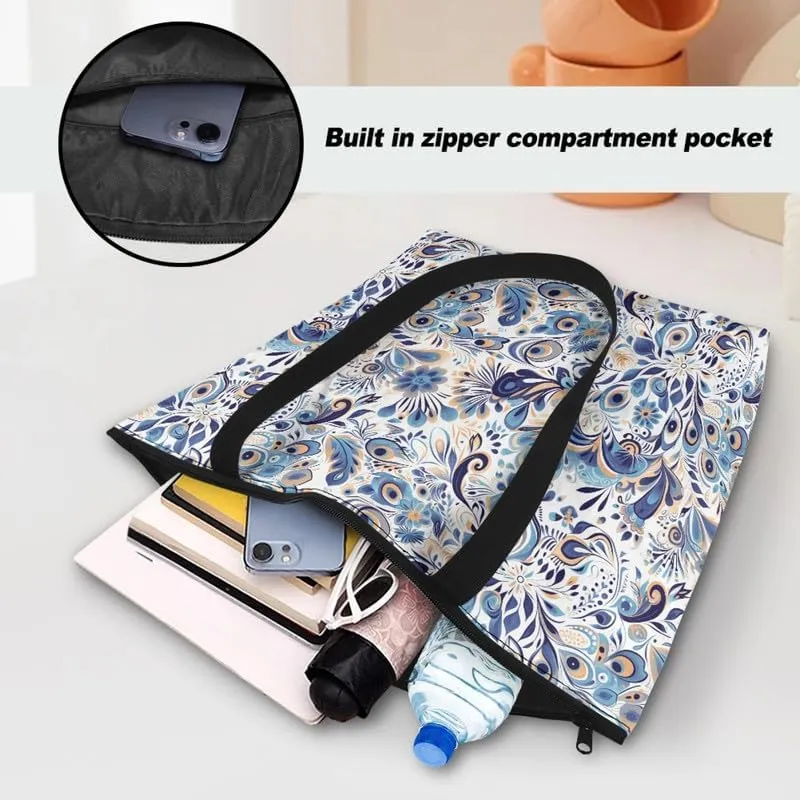 Carton Border Collie Dupont Paper Tote Bags Ladybug Daisy Reusable Handbag USA Flag Skull Shoulder Bag Shopping Work