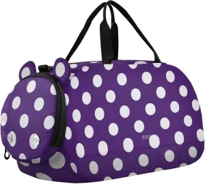 Cartoon Dot Purple Girl's Gym Duffel Bag with Shoes Compartment Lightweight Weekend Travel Bag for Travel, Sports, Duffel, Weekender