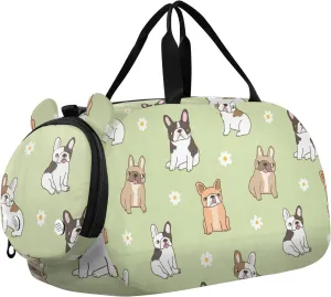 Cartoon French Bulldog Duffel Bags for Boys Small Gym Bags for Teens Dance Bag for Girls
