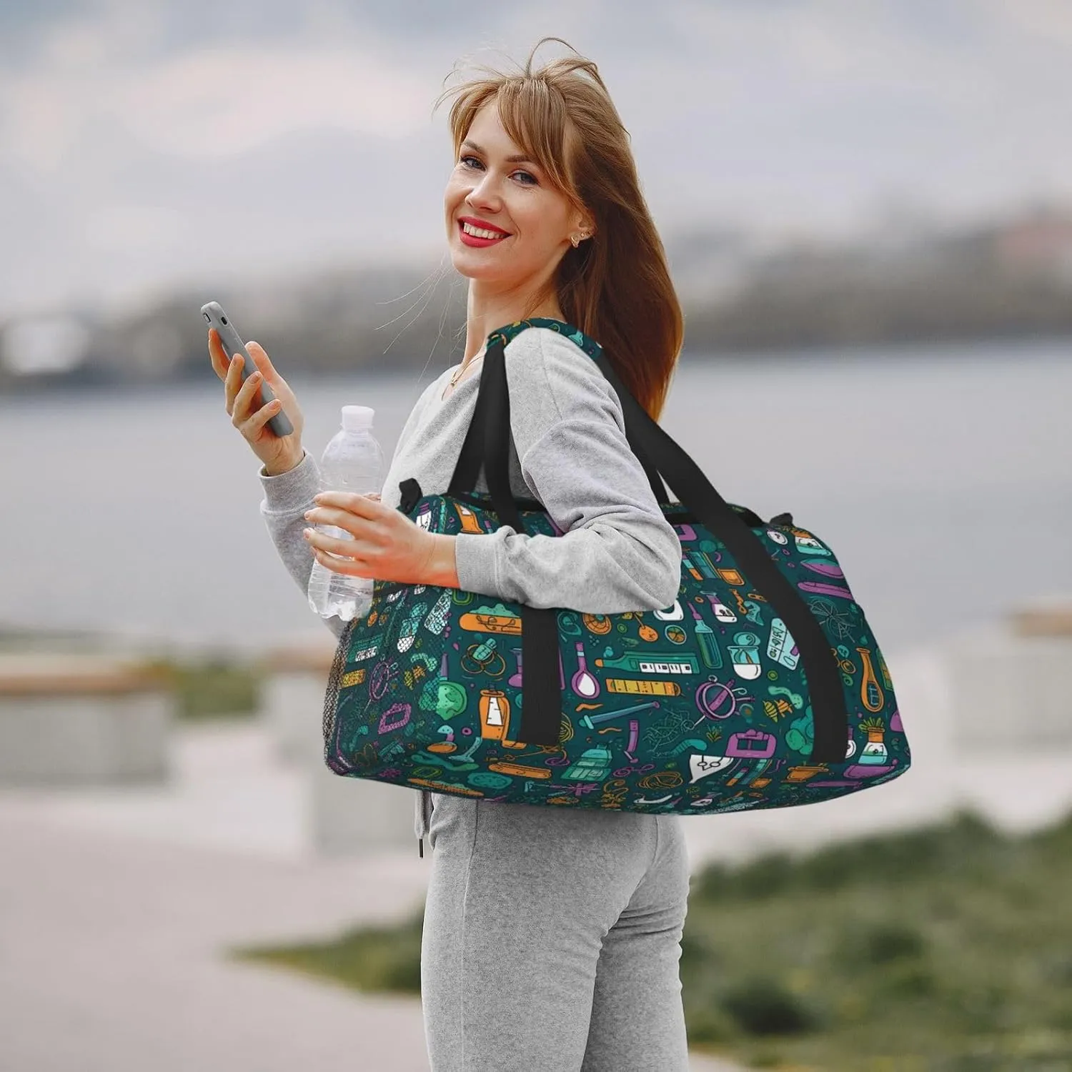 Cartoon Science Travel Weekender Overnight Bags Foldable Hand Travel Bag Sport Gym Duffel Bag For Men Women