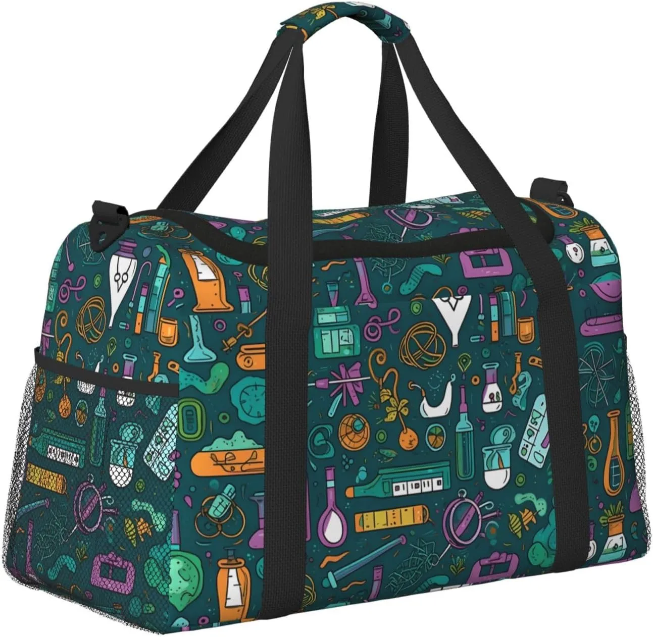 Cartoon Science Travel Weekender Overnight Bags Foldable Hand Travel Bag Sport Gym Duffel Bag For Men Women
