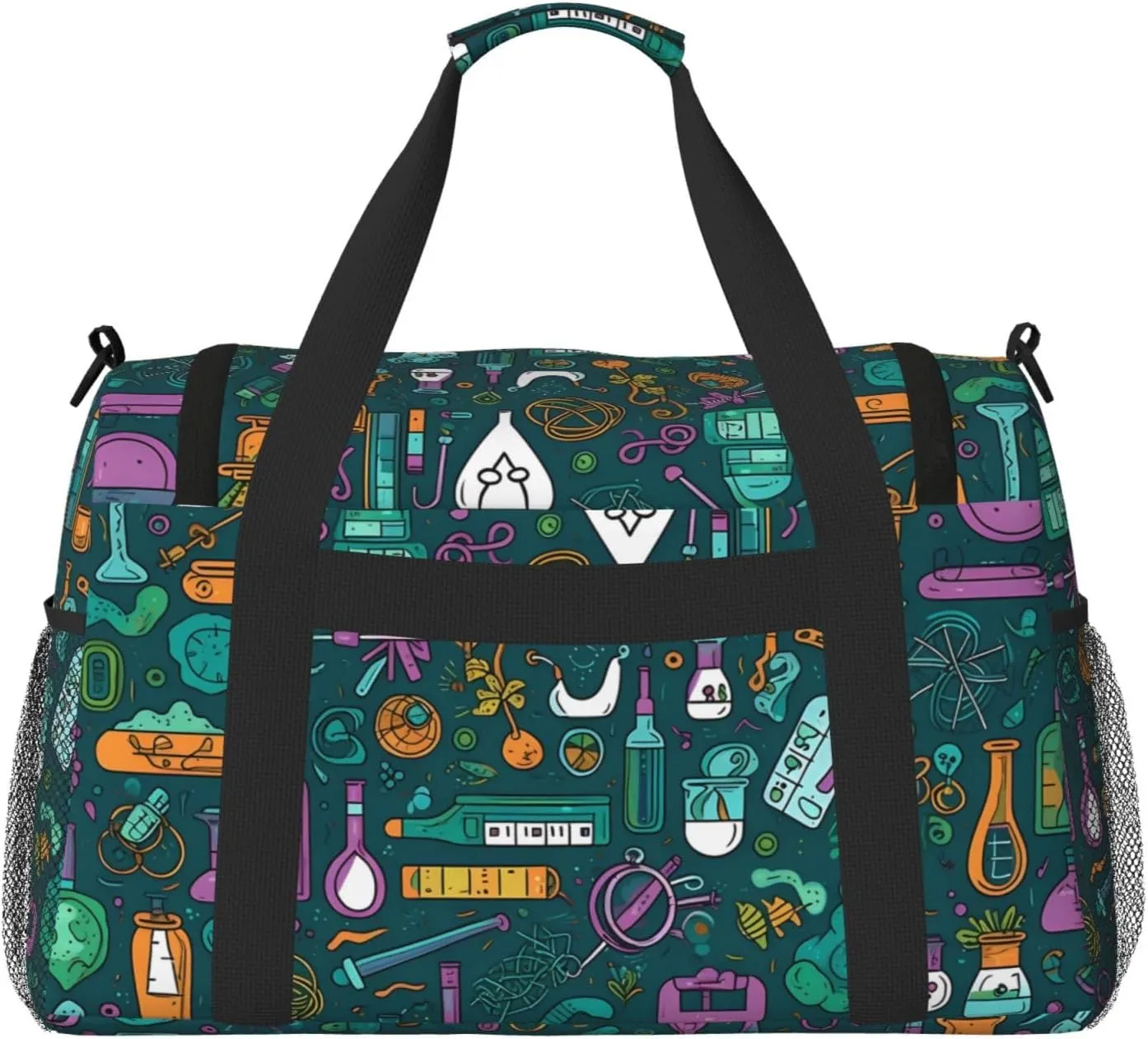 Cartoon Science Travel Weekender Overnight Bags Foldable Hand Travel Bag Sport Gym Duffel Bag For Men Women