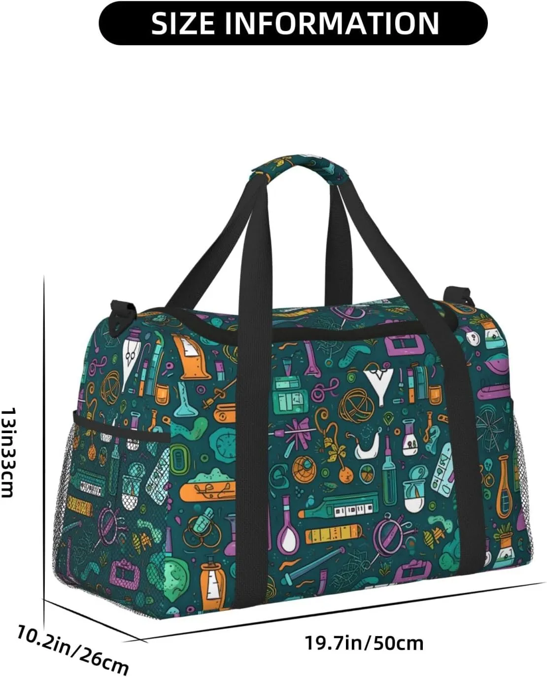 Cartoon Science Travel Weekender Overnight Bags Foldable Hand Travel Bag Sport Gym Duffel Bag For Men Women