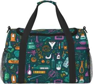Cartoon Science Travel Weekender Overnight Bags Foldable Hand Travel Bag Sport Gym Duffel Bag For Men Women