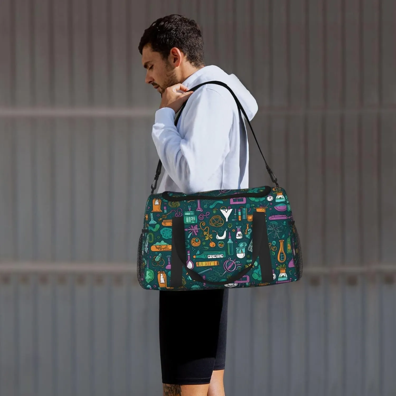 Cartoon Science Travel Weekender Overnight Bags Foldable Hand Travel Bag Sport Gym Duffel Bag For Men Women