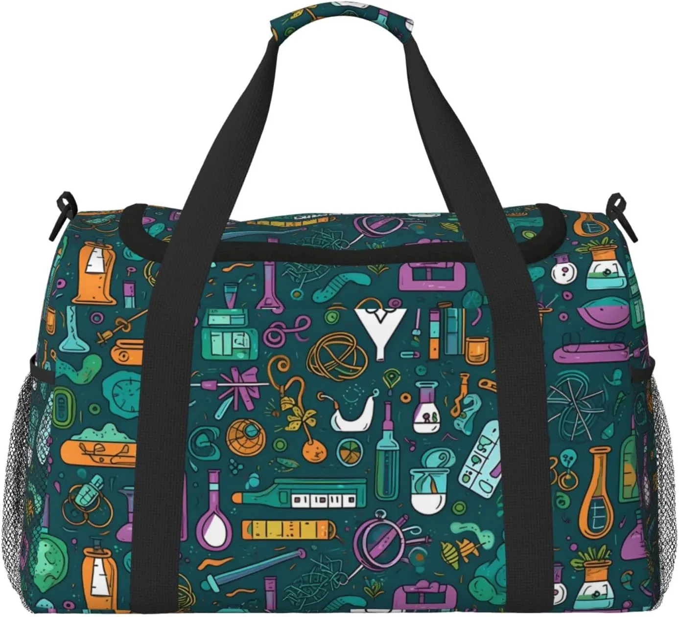 Cartoon Science Travel Weekender Overnight Bags Foldable Hand Travel Bag Sport Gym Duffel Bag For Men Women